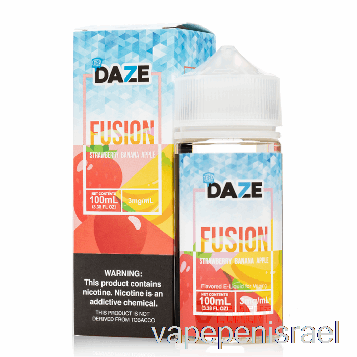 חד פעמי Vape Israel אייס תות בננה תפוח - 7 Daze Fusion - 100 מ"ל 6 מ"ג